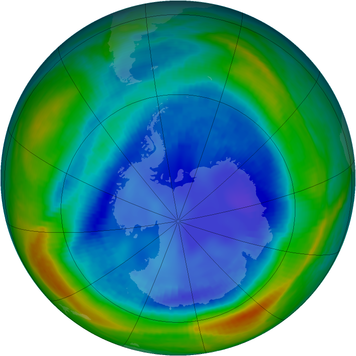 Antarctic ozone map for 24 August 1999